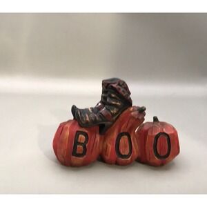 Halloween Pumpkin BOO With‎ Witches Boots 4.5"